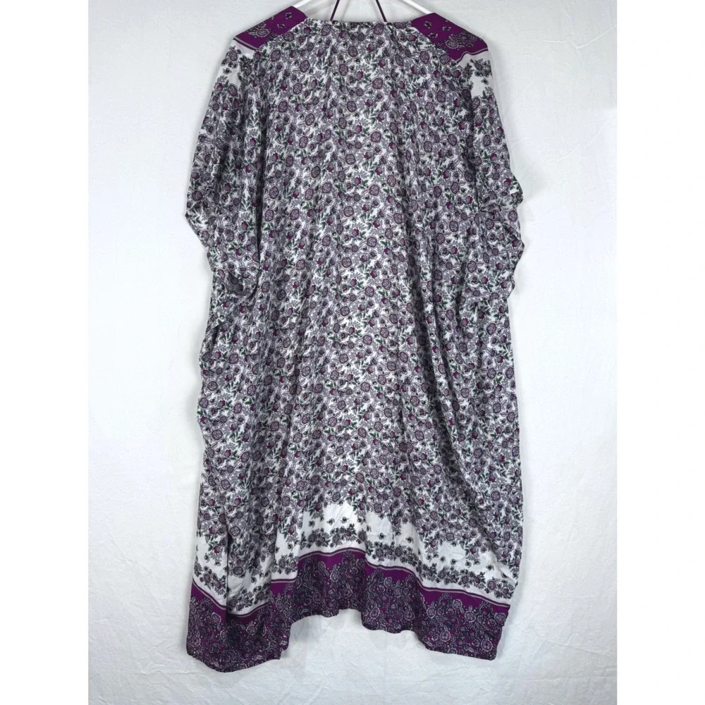 LOFT Kimono Wrap Women XS/S Purple Floral Modal New Open Front Shawl Coverup